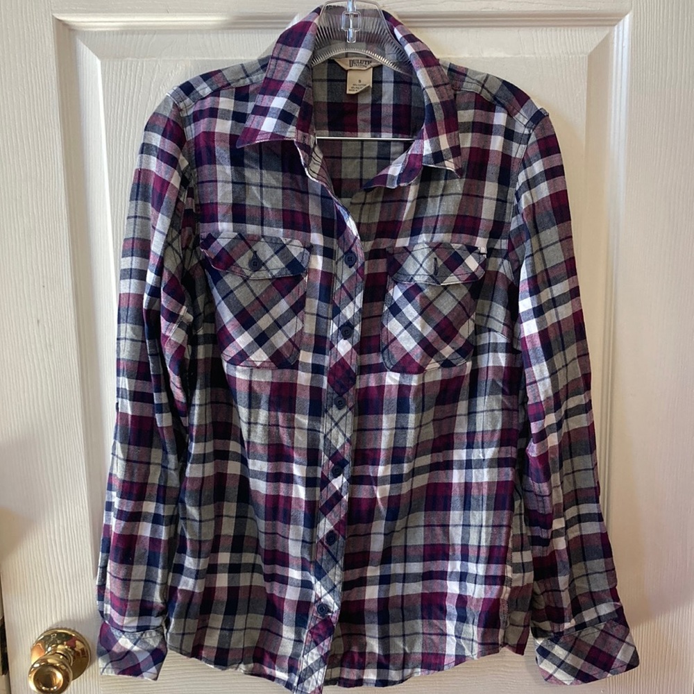 Duluth Trading Women Purple Plaid Flannel Small